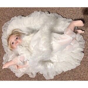 Vintage Limited Edition Cathay Collection Porcelain Doll Angel Baby With Box